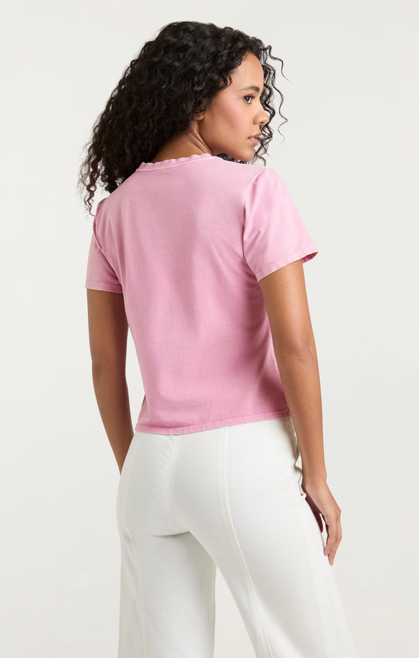 Sept Cinq Garment Dye Logo Shrunken Tee Knit Top