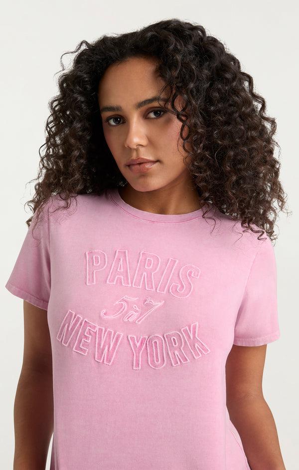 Sept Cinq Garment Dye Logo Shrunken Tee Knit Top