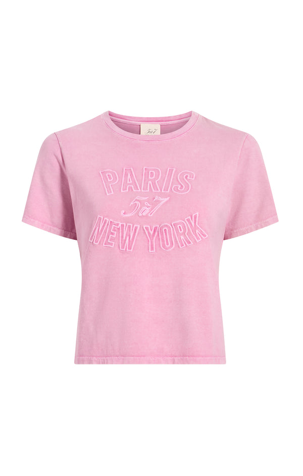 Sept Cinq Garment Dye Logo Shrunken Tee Knit Top