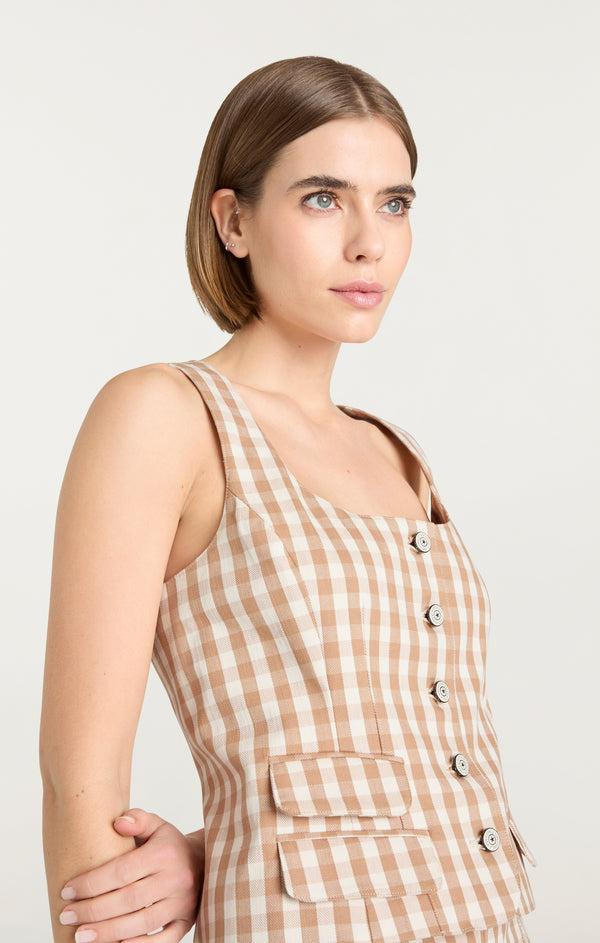 Sept Cinq Gingham Lovina Jean Top Woven Tops
