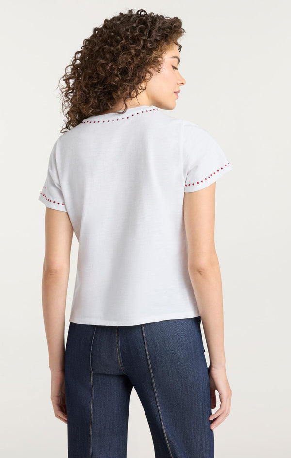 Sept Cinq Heart Pocket Shrunken Tee Knit Top