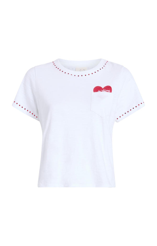 sept cinq Heart Pocket Shrunken Tee Knit Top