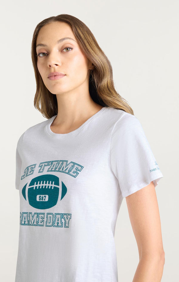 Sept Cinq Heat Set Game Day Shrunken Tee Knit Top