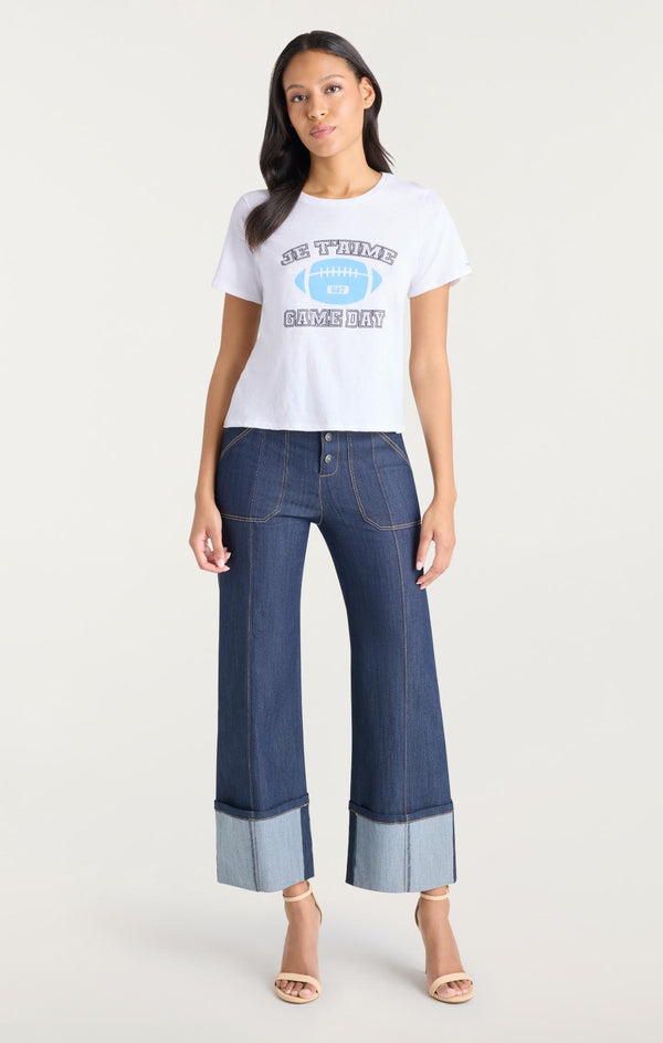 Sept Cinq Heat Set Game Day Shrunken Tee Knit Top