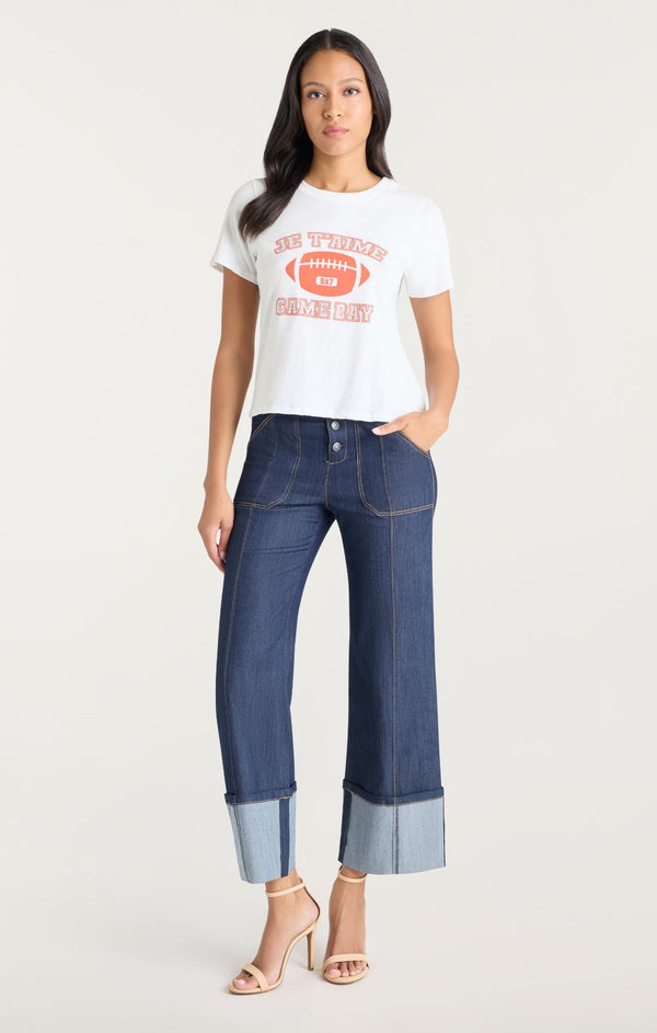 Sept Cinq Heat Set Game Day Shrunken Tee Knit Top