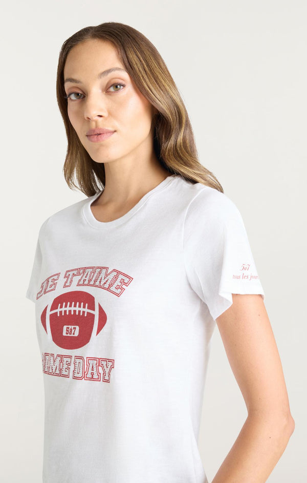 Sept Cinq Heat Set Game Day Shrunken Tee Knit Top