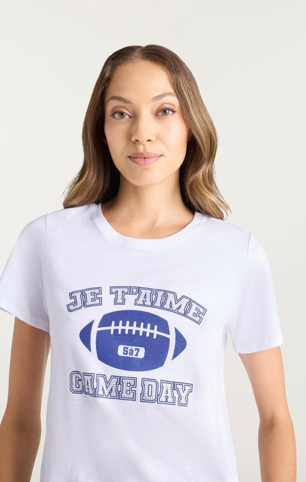 Sept Cinq Heat Set Game Day Shrunken Tee Knit Top