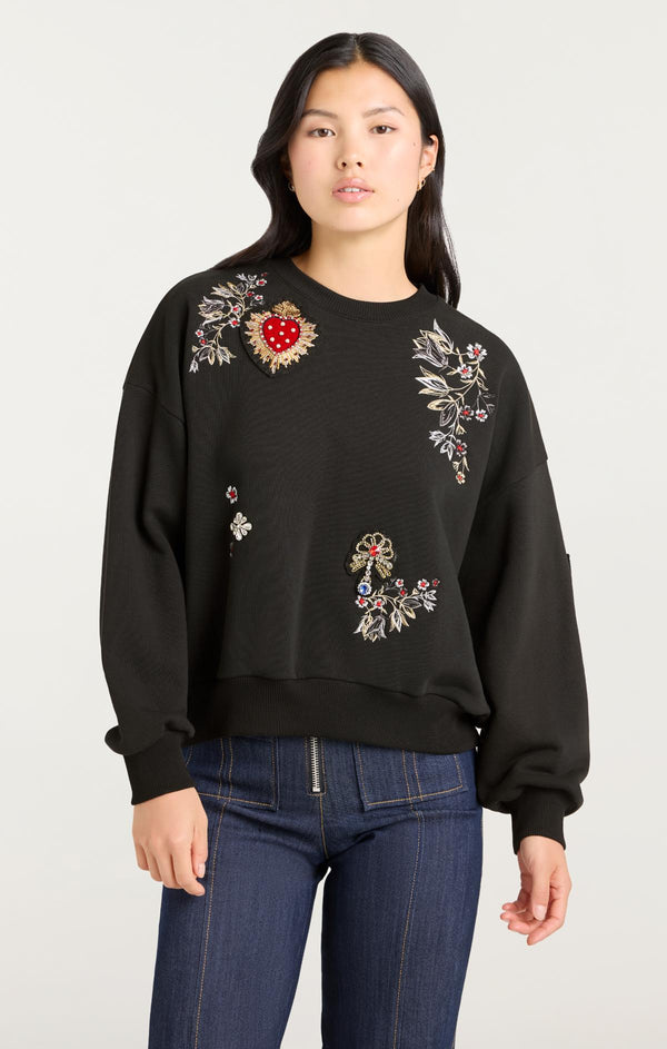 Sept Cinq Heritage Patch Brandy Pullover Knit Top