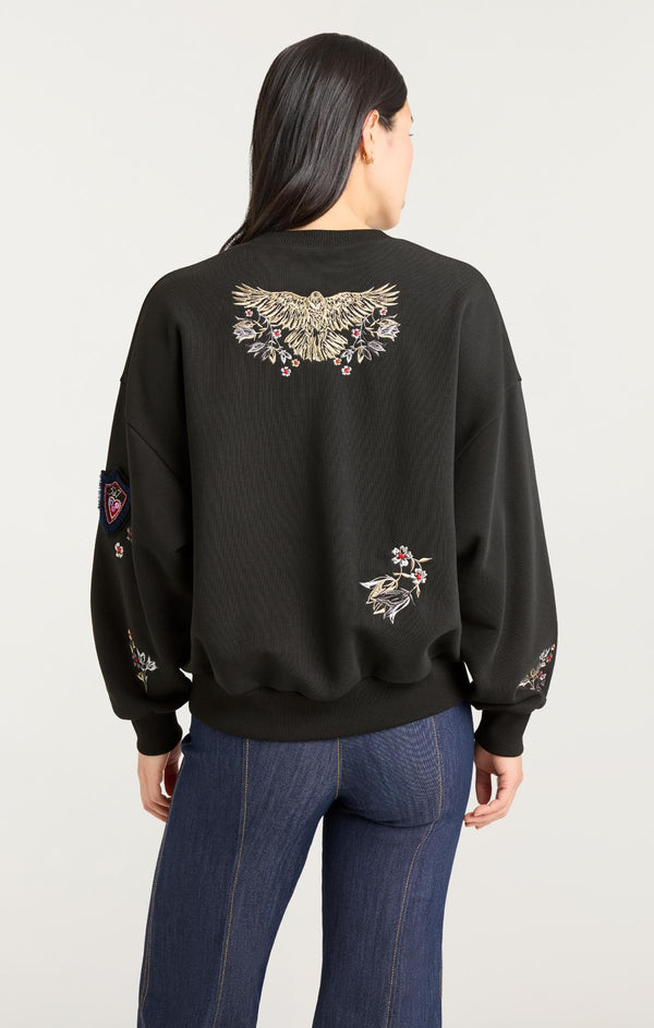 Sept Cinq Heritage Patch Brandy Pullover Knit Top