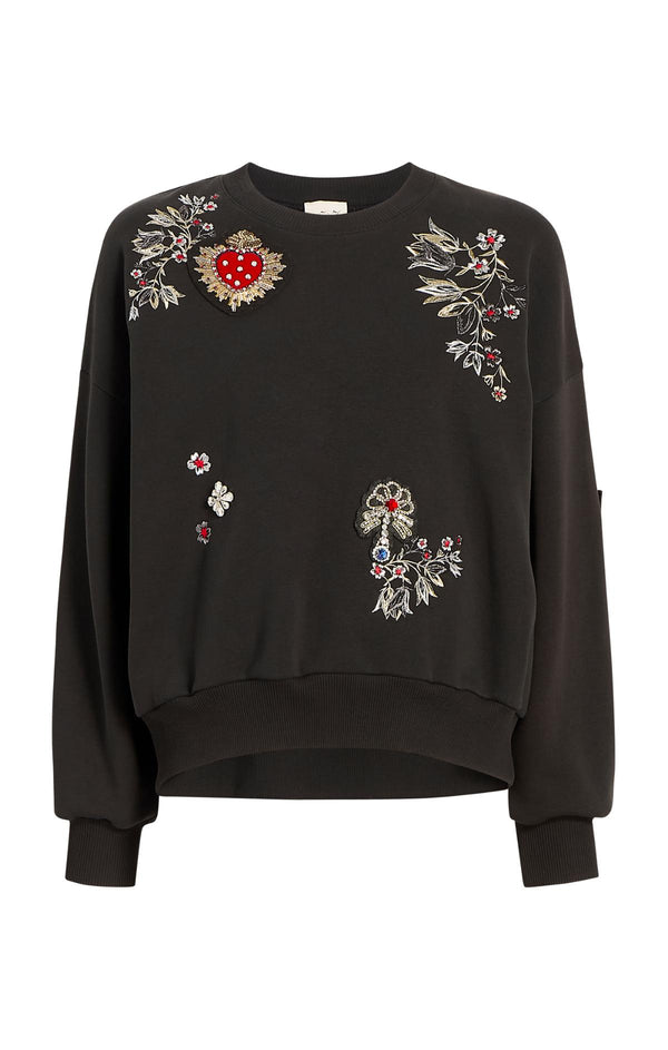 sept cinq Heritage Patch Brandy Pullover Knit Top