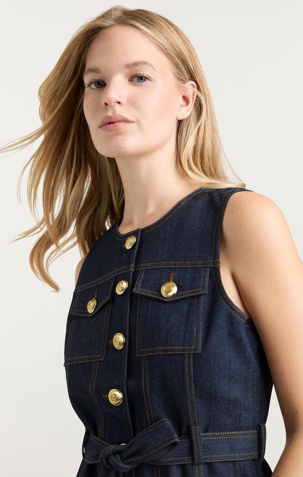 Sept Cinq Indigo Reenee Jean Vest Vest