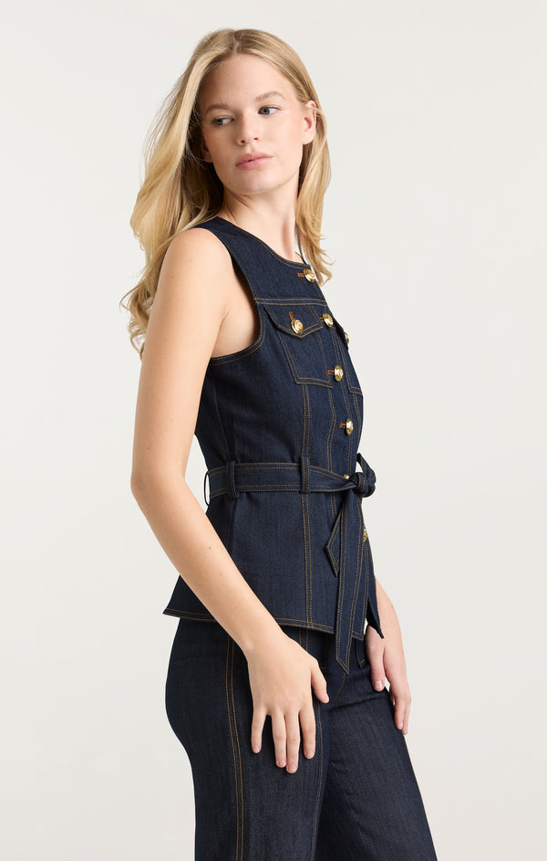 Sept Cinq Indigo Reenee Jean Vest Vest