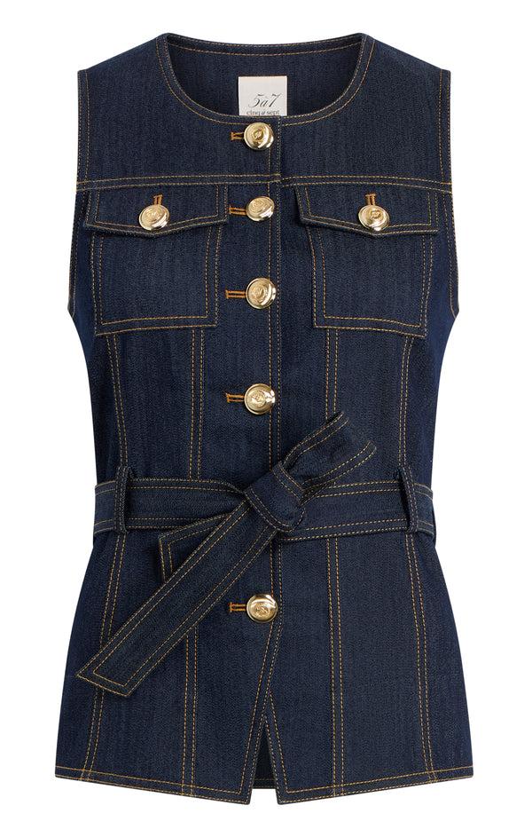 sept cinq Indigo Reenee Jean Vest Vest