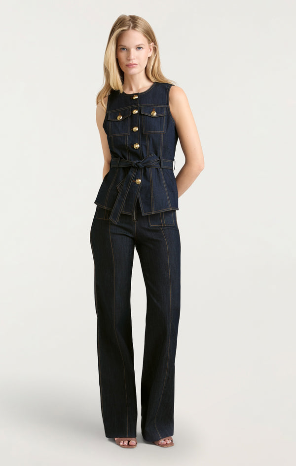 Sept Cinq Indigo Reenee Jean Vest Vest