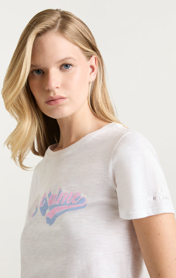Sept Cinq Je T'aime Logo Shrunken Tee Knit Top