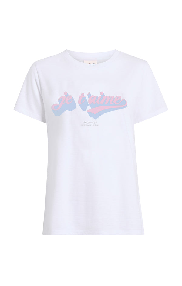 sept cinq Je T'aime Logo Shrunken Tee Knit Top