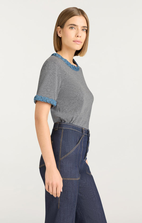 Sept Cinq Jean Braided Tee Knit Top