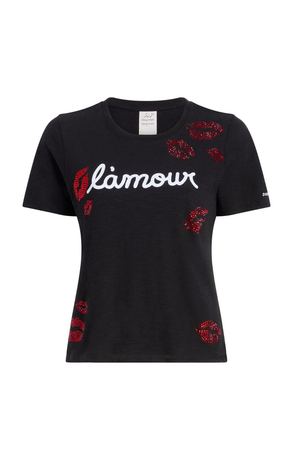 sept cinq Kissing Booth Shrunken Tee Knit Top