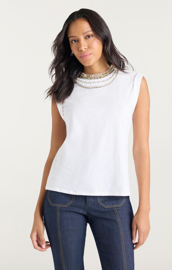 Sept Cinq Layered Necklace Bella Tee Knit Top