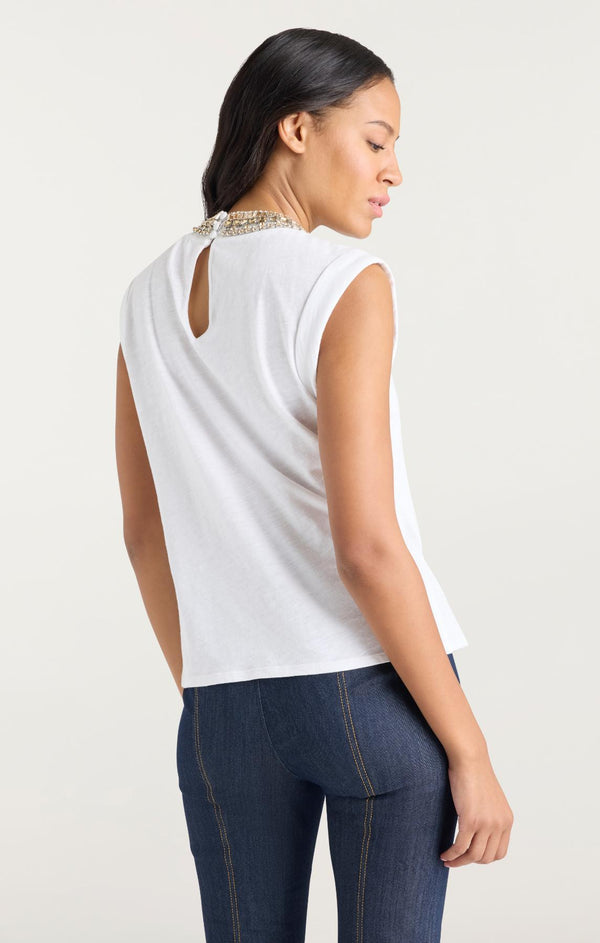 Sept Cinq Layered Necklace Bella Tee Knit Top