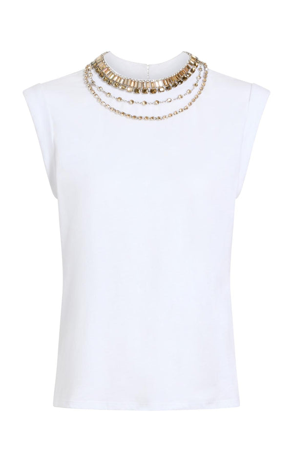sept cinq Layered Necklace Bella Tee Knit Top