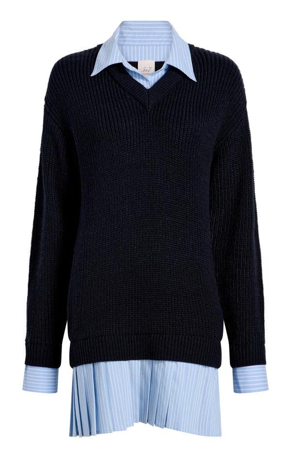 sept cinq Loreli Combo Dress Sweater Knits