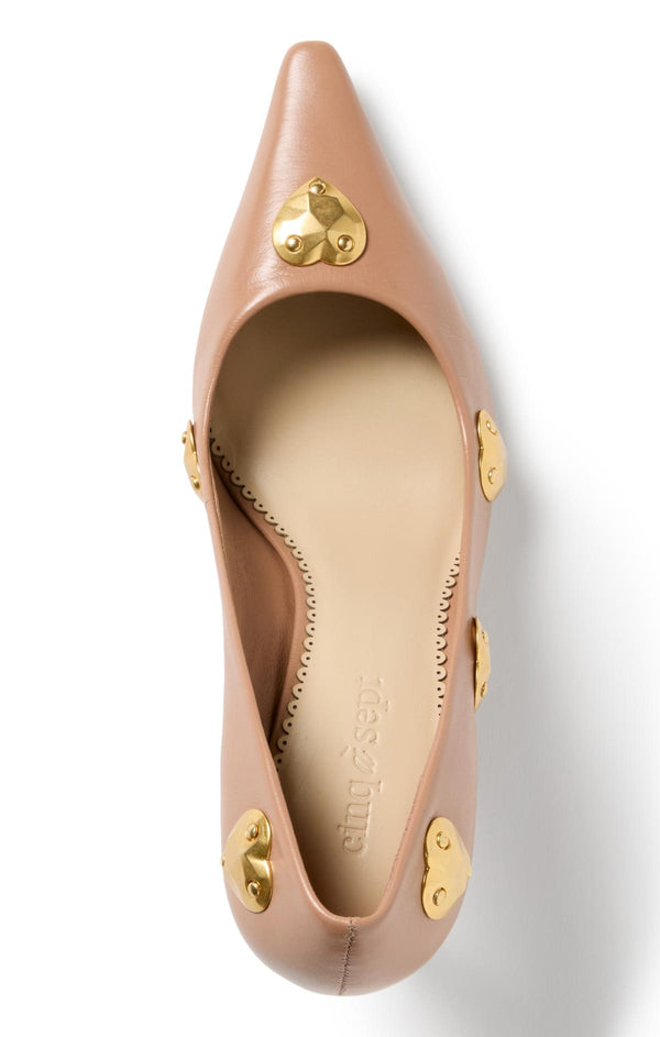 Sept Cinq Luna Metal Hearts Pump Heel
