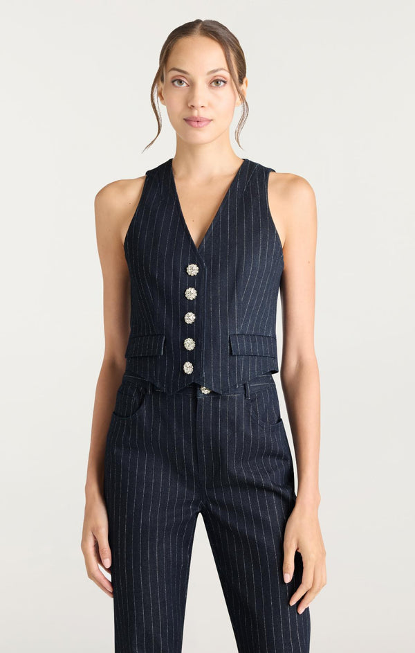 Sept Cinq Metallic Pinstripe Anderson Vest Vest