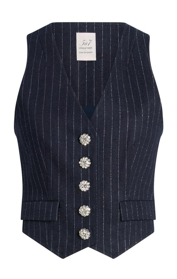 sept cinq Metallic Pinstripe Anderson Vest Vest
