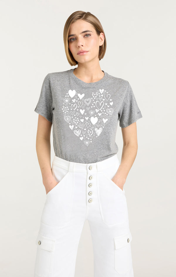 Sept Cinq Multi Heart Tee Knit Top