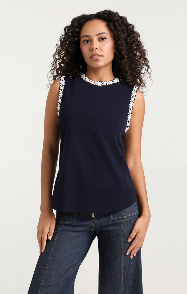 Sept Cinq Opaque Stone Blaine Tee Knit Top