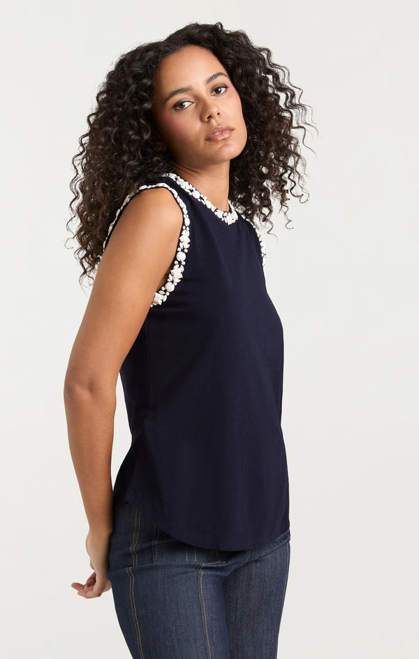 Sept Cinq Opaque Stone Blaine Tee Knit Top