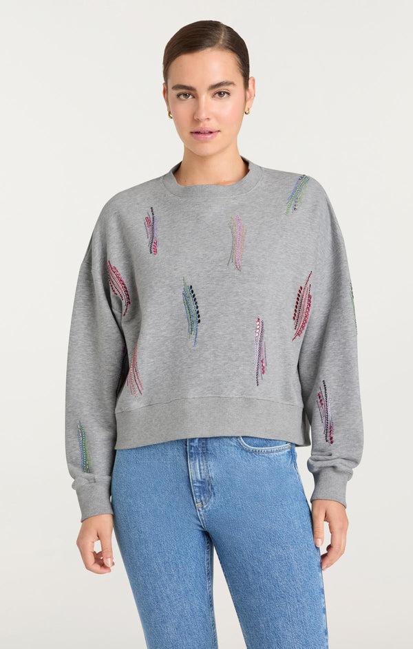 Sept Cinq Paillette Whirl Brandy Pullover Knit Top