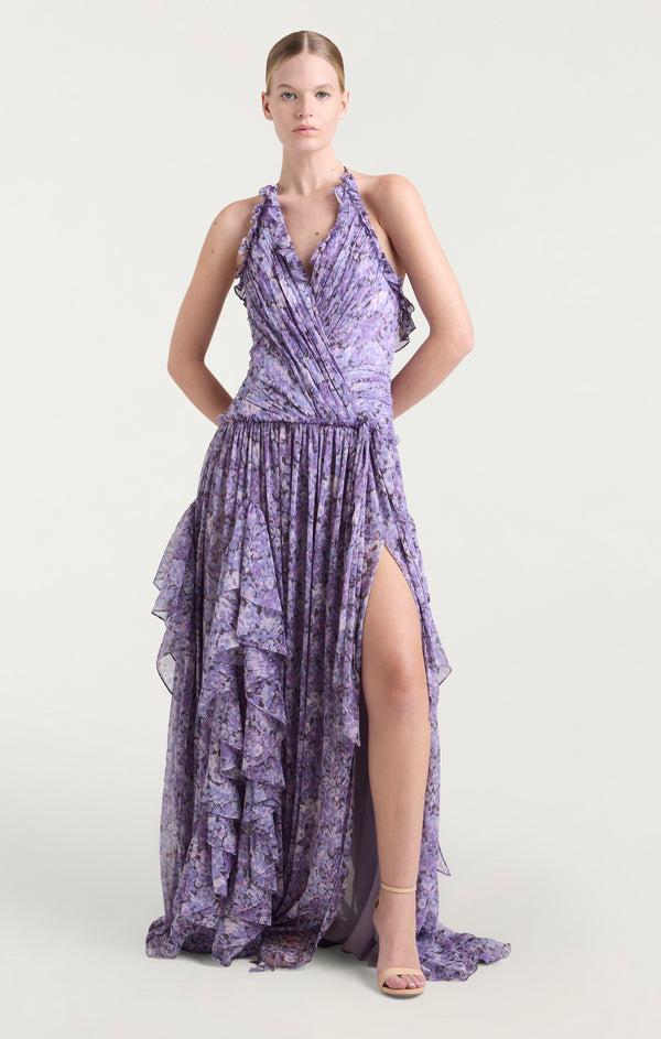 Sept Cinq Painted Hydrangea Agatha Gown Dress