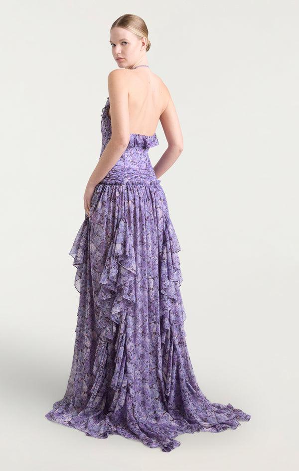 Sept Cinq Painted Hydrangea Agatha Gown Dress