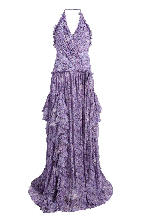 Sept Cinq Painted Hydrangea Agatha Gown Dress