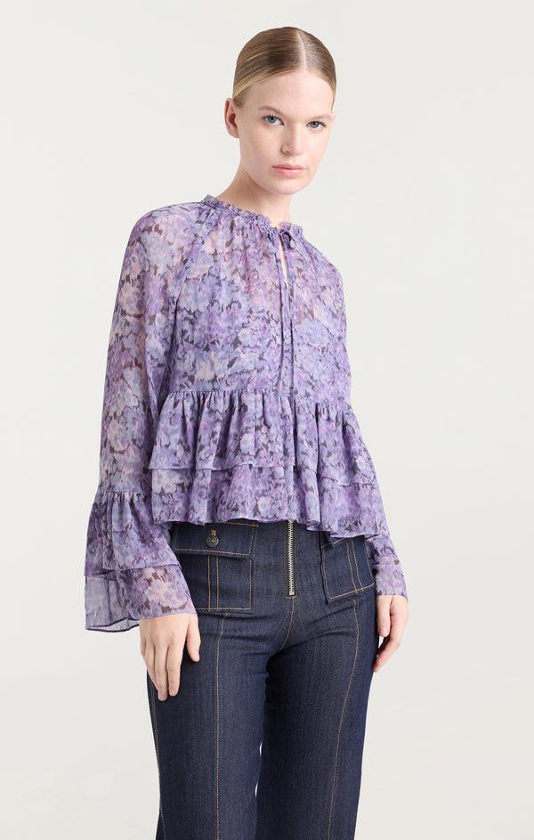 Sept Cinq Painted Hydrangea Daiya Top Woven Tops