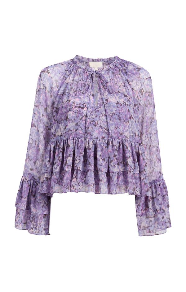 sept cinq Painted Hydrangea Daiya Top Woven Tops