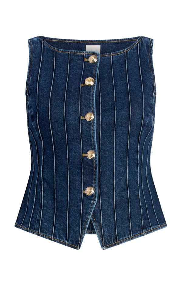 sept cinq Pintuck Camen Jean Vest Vest