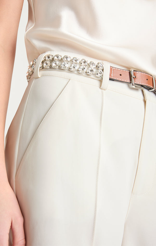 Sept Cinq Rhinestone Belt Ester Short Pants
