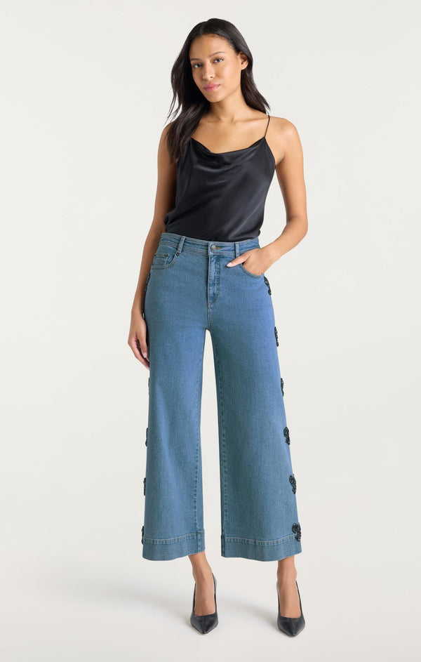 Sept Cinq Rhinestone Bow Betsy Jeans Pants