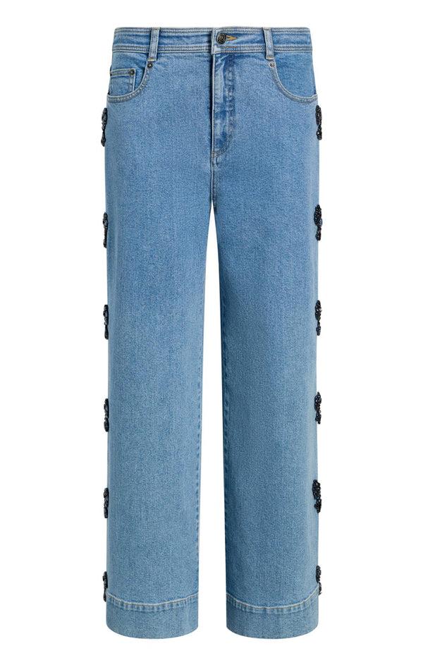 sept cinq Rhinestone Bow Betsy Jeans Pants