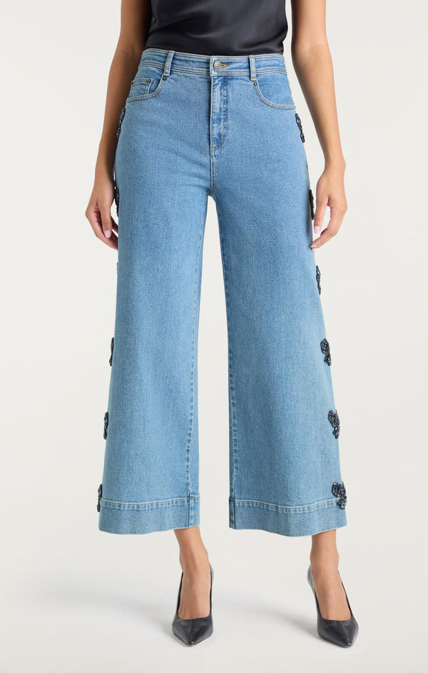 Sept Cinq Rhinestone Bow Betsy Jeans Pants