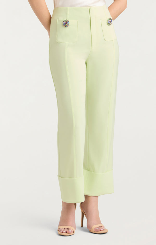 Sept Cinq Rhinestone Button Pamela Pant Pants