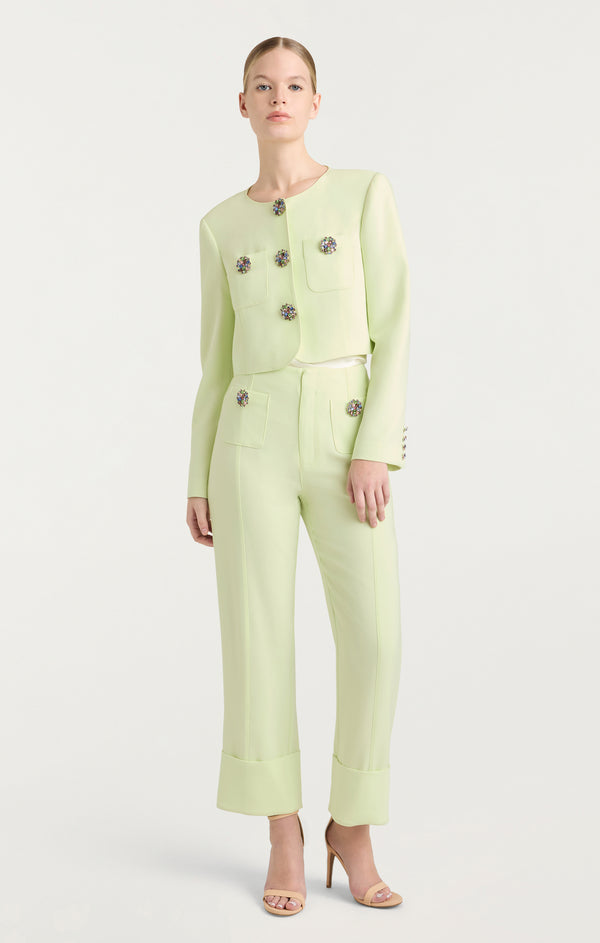 Sept Cinq Rhinestone Button Pamela Pant Pants