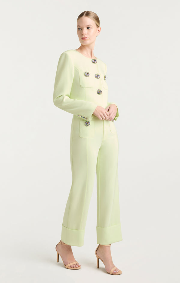 Sept Cinq Rhinestone Button Pamela Pant Pants