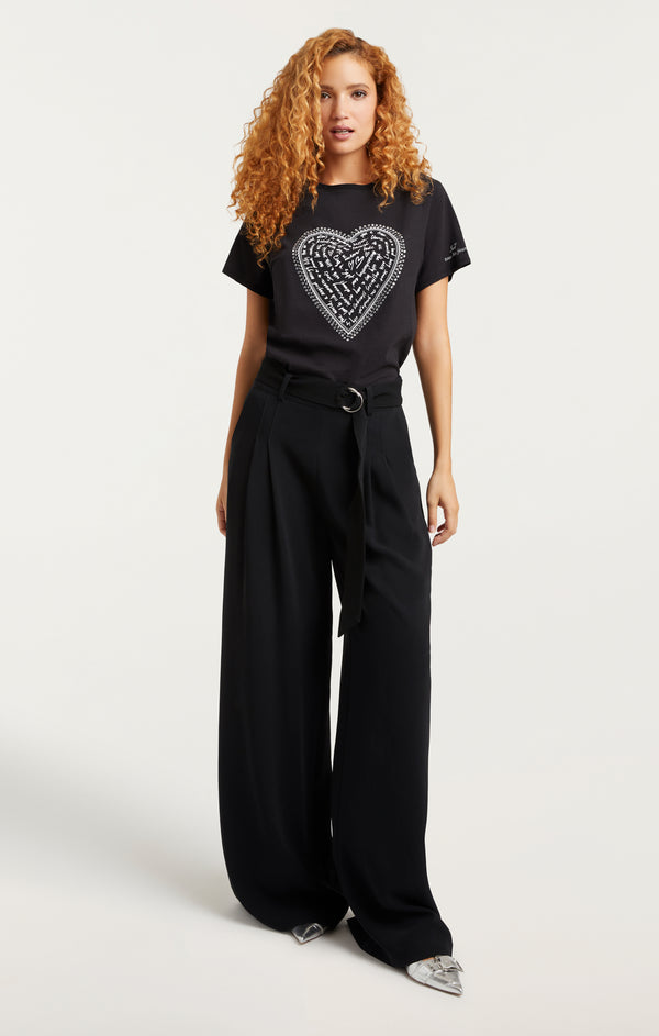 Sept Cinq Rhinestone Love Letter Heart Tee Tees