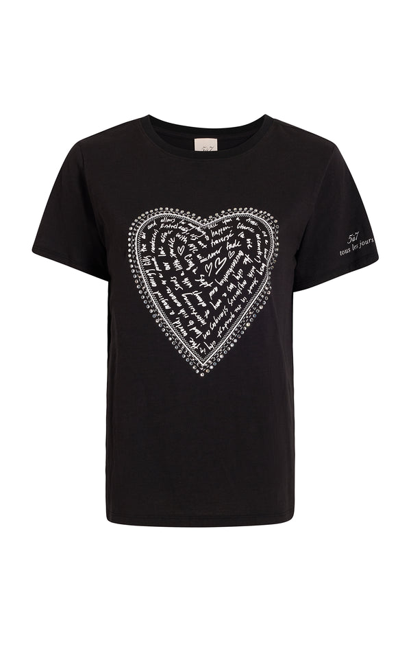 sept cinq Rhinestone Love Letter Heart Tee Tees