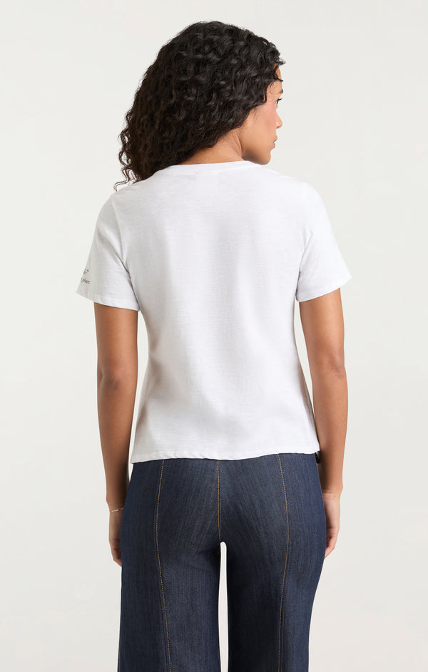 Sept Cinq Rhinestone Oui Oui Shrunken Tee Knit Top