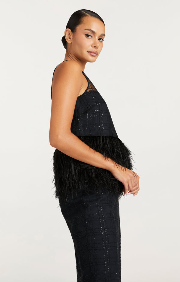 Sept Cinq Sequin Plaid Charisse Top Tops